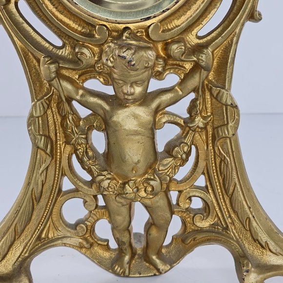 Antique Ornate Gold Mantel Clock Cherub Design Mercedes Germany Circa 1906 - Picture 14 of 14
